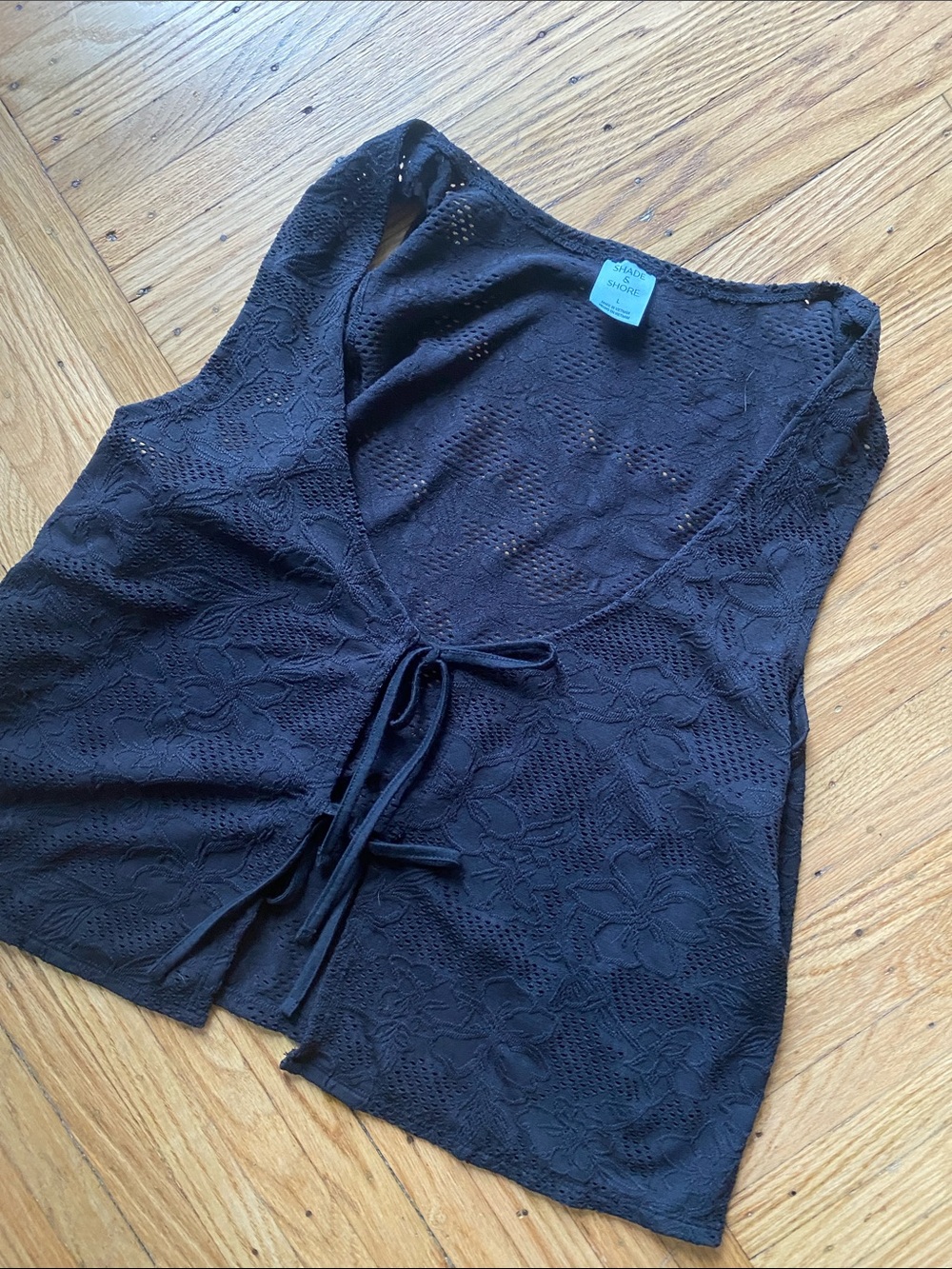 Shade & Shore Black Lace Overlay Tank